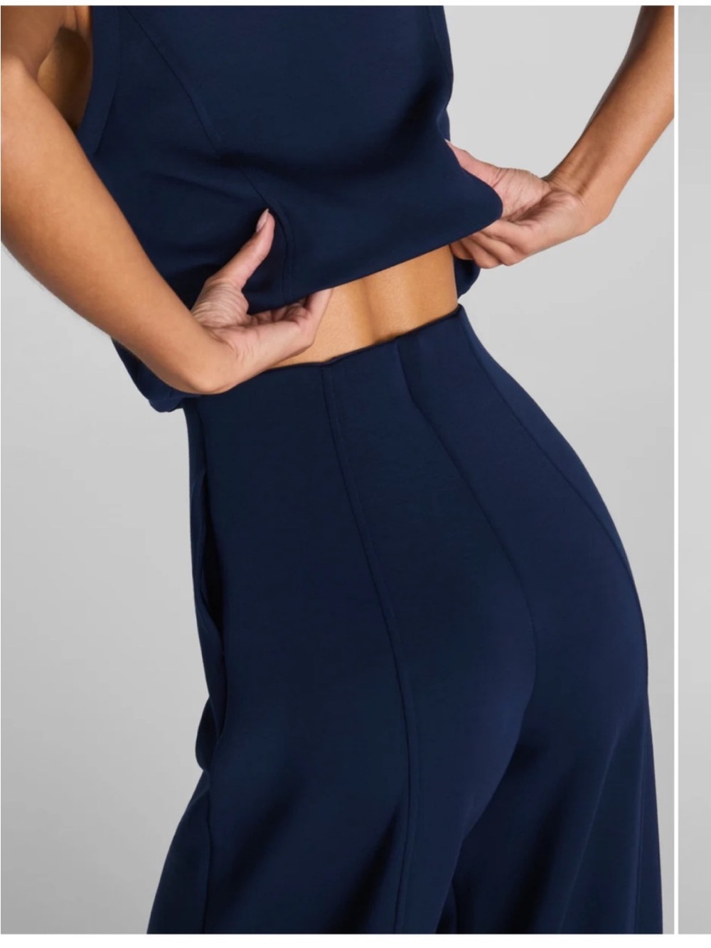 SPANX AirEssentials Shawl Collar Half Zip Jumpsuit Large Reg Timeless Navy NWT - Picture 5 of 12